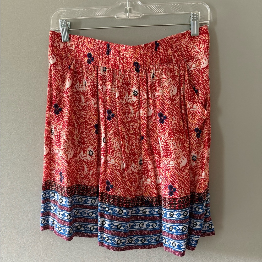 CAbi Red and Blue A-Line Skirt